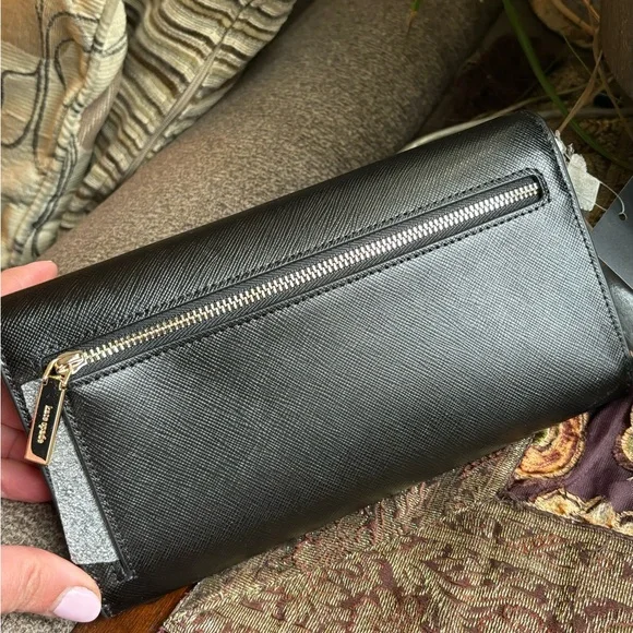 Authentic KATE SPADE Saffiano leather trifold travel large snap wallet - Picture 3 of 11